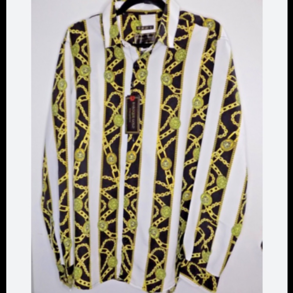 Black and White Chain Print Men's Shirt